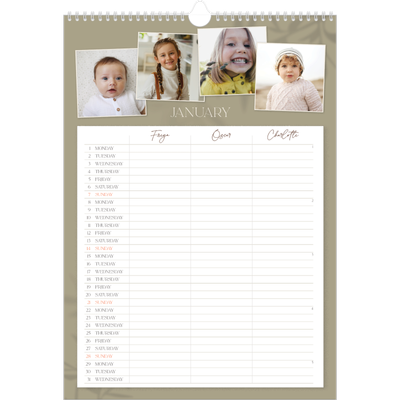 A3 Family Planner — Down to earth Planner - Family of 3 [January]