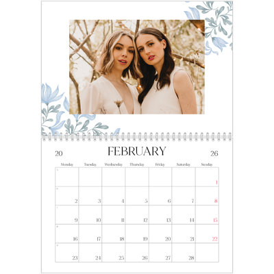 A4 Double Photo Calendar — Elegant floral [February]