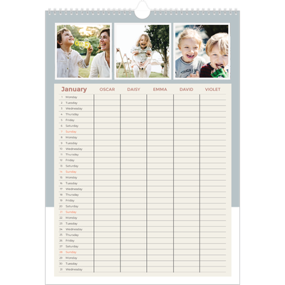 A3 Family Planner — Earthy frames Planner - Family of 5 [January]