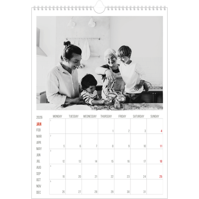 A3 photo calendars — Red highlights [January]
