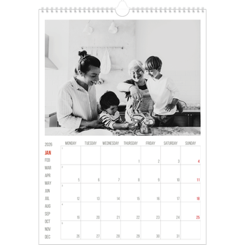 A3 Photo Calendar — Red highlights