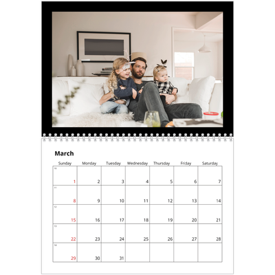 A4 Double Photo Calendar — Black margin [March]