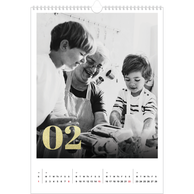 A3 photo calendars — Large glitter numbers [February]