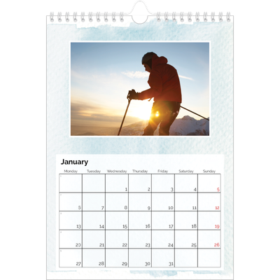 A4 Photo Calendar — Watercolour backgrounds [January]
