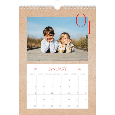 A4 Photo Calendar — Pops of red [January]