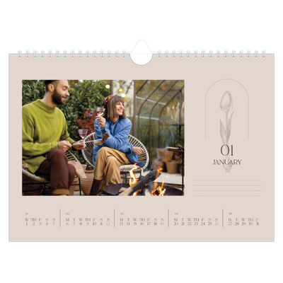 A4 Landscape Photo Calendar — Simple botanical [January]