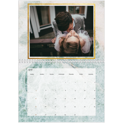 A4 Double Photo Calendar — Classic Marble [April]