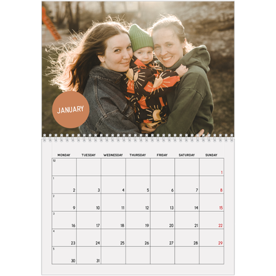 A4 Double Photo Calendar — Photo sticker [January]