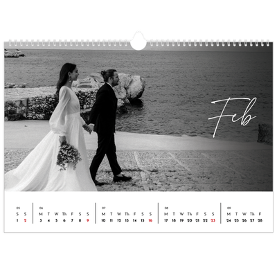 A3 Photo Calendar — Elegant script [February]