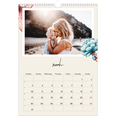 A3 photo calendars — Painted flowers [March]