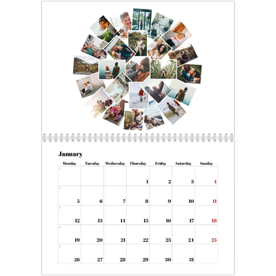 A4 Double Photo Calendar — Collage shapes [January]