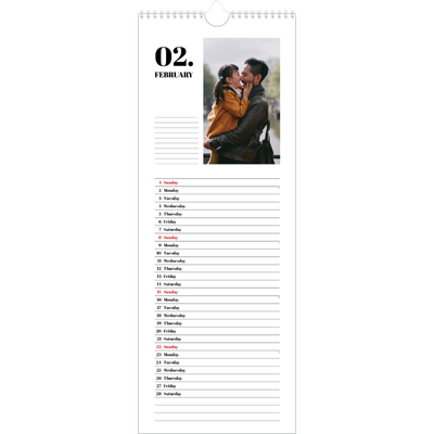 Slim Calendar  — Serif and moments [February]