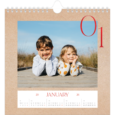 Square calendars  — Pops of red [January]