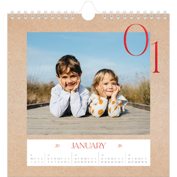 Square Photo Calendar — Pops of red