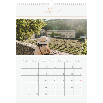 A3 photo calendars — Gold script banner [April]