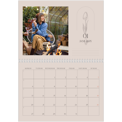 A4 Double Photo Calendar — Simple botanical [January]