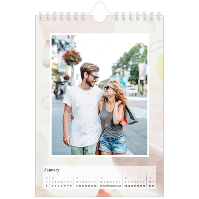 A5 Photo Calendar — Watercolour spots [January]