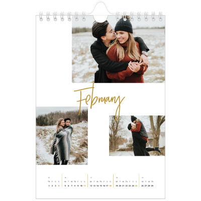 A5 Photo Calendar — Gold marker pen [February]