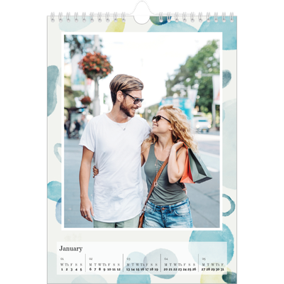 A4 Photo Calendar — Watercolour spots [January]