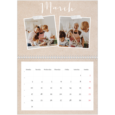 A4 Double Photo Calendar — Scrapbook calendar [March]