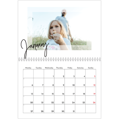A4 Double Photo Calendar — Clear frame [January]