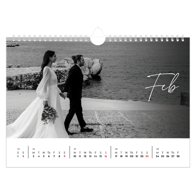 A4 Landscape Photo Calendar — Elegant script [February]