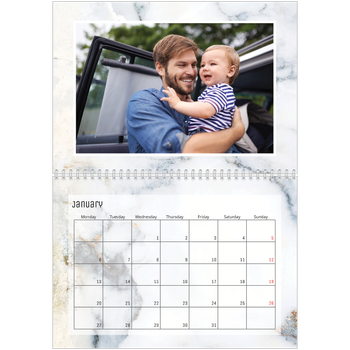 A4 Double Photo Calendar — Marble backgrounds