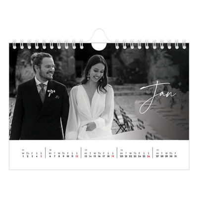 A5 Landscape Photo Calendar — Elegant script [January]