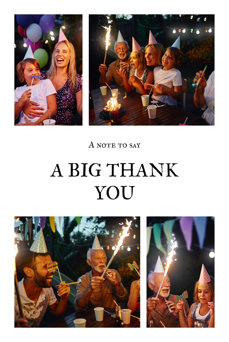 Thank you cards — Let's party!