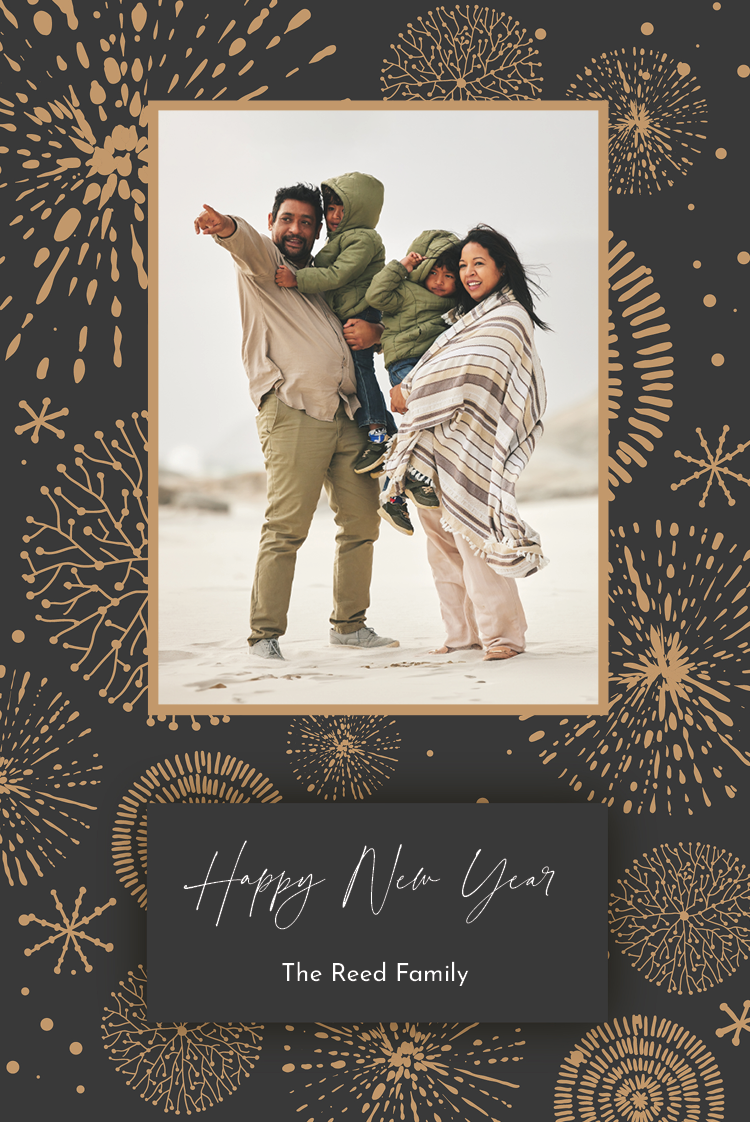 Cards — Grey elegant fireworks