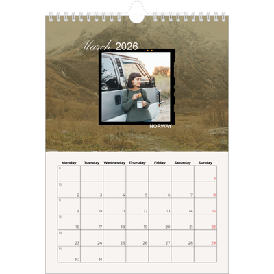 A4 Photo Calendar — Adventure wanderlust [March]