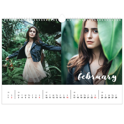 A3 Photo Calendar — Simple script [February]