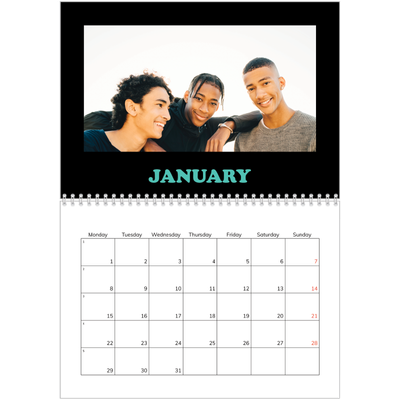 A4 Double Photo Calendar — Fun type [January]
