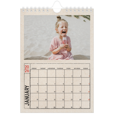 A5 Photo Calendar — Craft stamp effect [January]