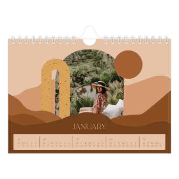 A5 Landscape Photo Calendar — Neutral mountains