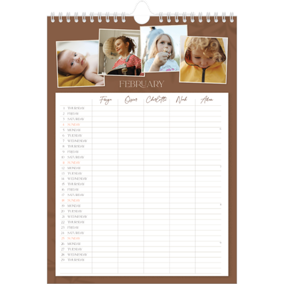 A4 Family Planner — Down to earth Planner - Family of 5 [February]