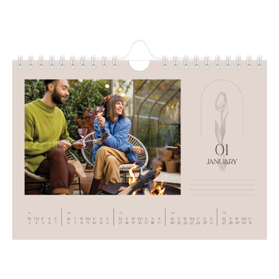 A5 Landscape Photo Calendar — Simple botanical [January]