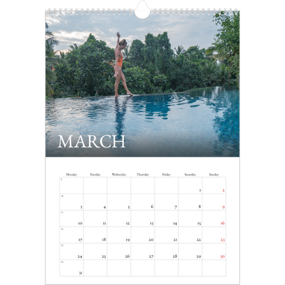 A3 photo calendars — Simple serif [March]