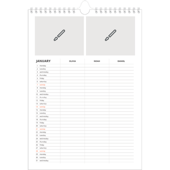 A4 Photo Calendar — Design your own planner - Family of 3