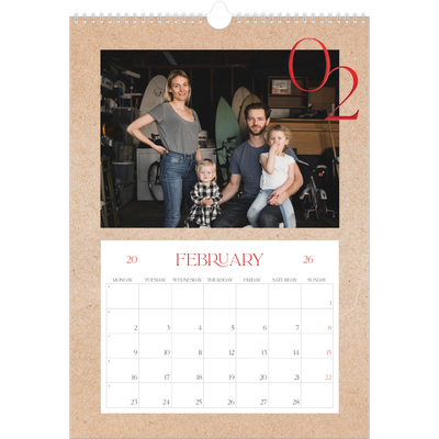 A3 photo calendars — Pops of red [February]