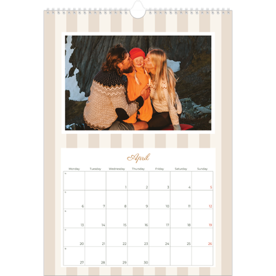 A3 photo calendars — Script and stripes [April]