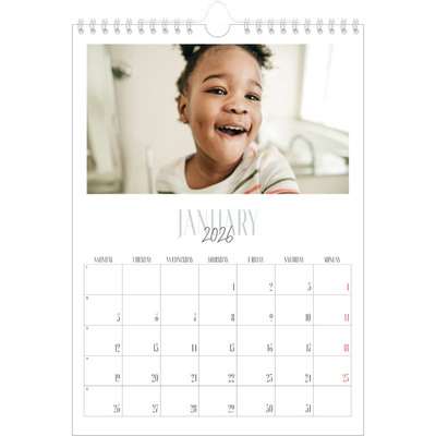 A4 Photo Calendar — Mixed typography [January]