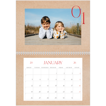 A4 Double Photo Calendar — Pops of red