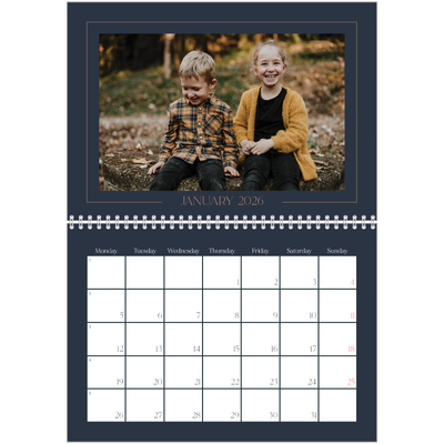 A4 Double Photo Calendar — Prussian blue [January]