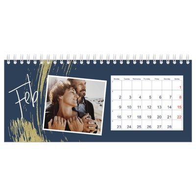 Desk calendars — Gold brush backgrounds [February]
