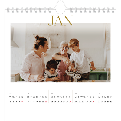 Square calendars  — Big gold text [January]
