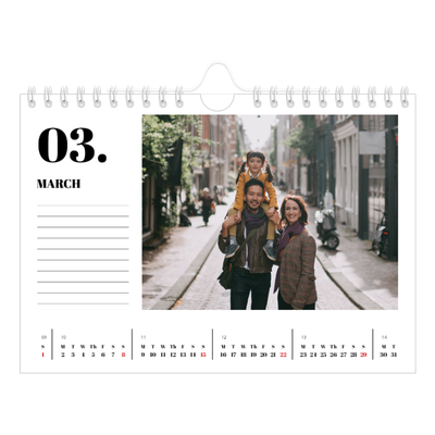 A5 Landscape Photo Calendar — Serif and moments [March]