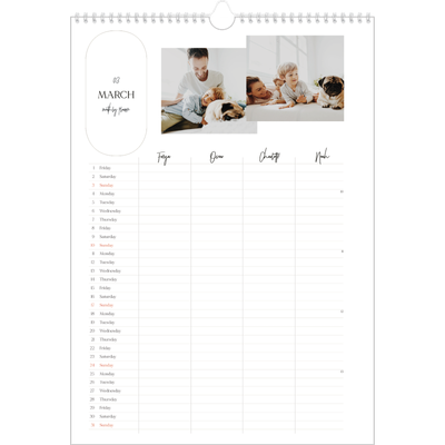 A3 Family Planner — Making plans Planner - Family of 4 [March]