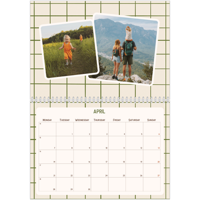 A4 Double Photo Calendar — Retro patterns [April]