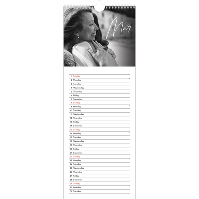 Slim Calendar  — Elegant script [March]